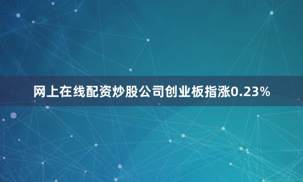 网上在线配资炒股公司创业板指涨0.23%