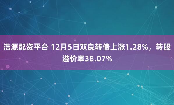 浩源配资平台 12月5日双良转债上涨1.28%，转股溢价率38.07%